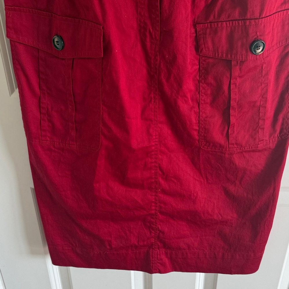 Outback Red Sleeveless Red Button-Up Cotton Safari Dress Size Small NO BELT - Picture 6 of 11
